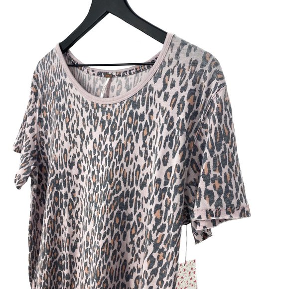 FREE PEOPLE Rose Quartz Leopard Tee NWT - Picture 7 of 15